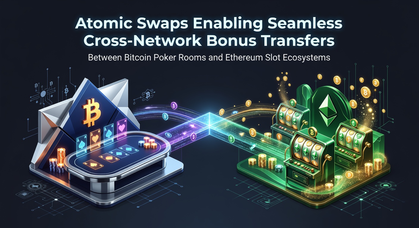 Darstellung von Atomic Swaps zwischen Bitcoin- und Ethereum-Netzwerken in Gaming-Ökosystemen