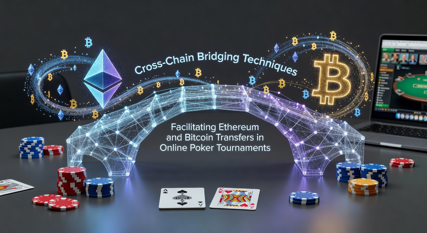 Illustration von Cross-Chain-Bridging-Techniken zwischen Ethereum und Bitcoin in Poker-Plattformen